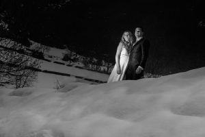fotografía de boda y postobda en Benasque, lluvia, nieve